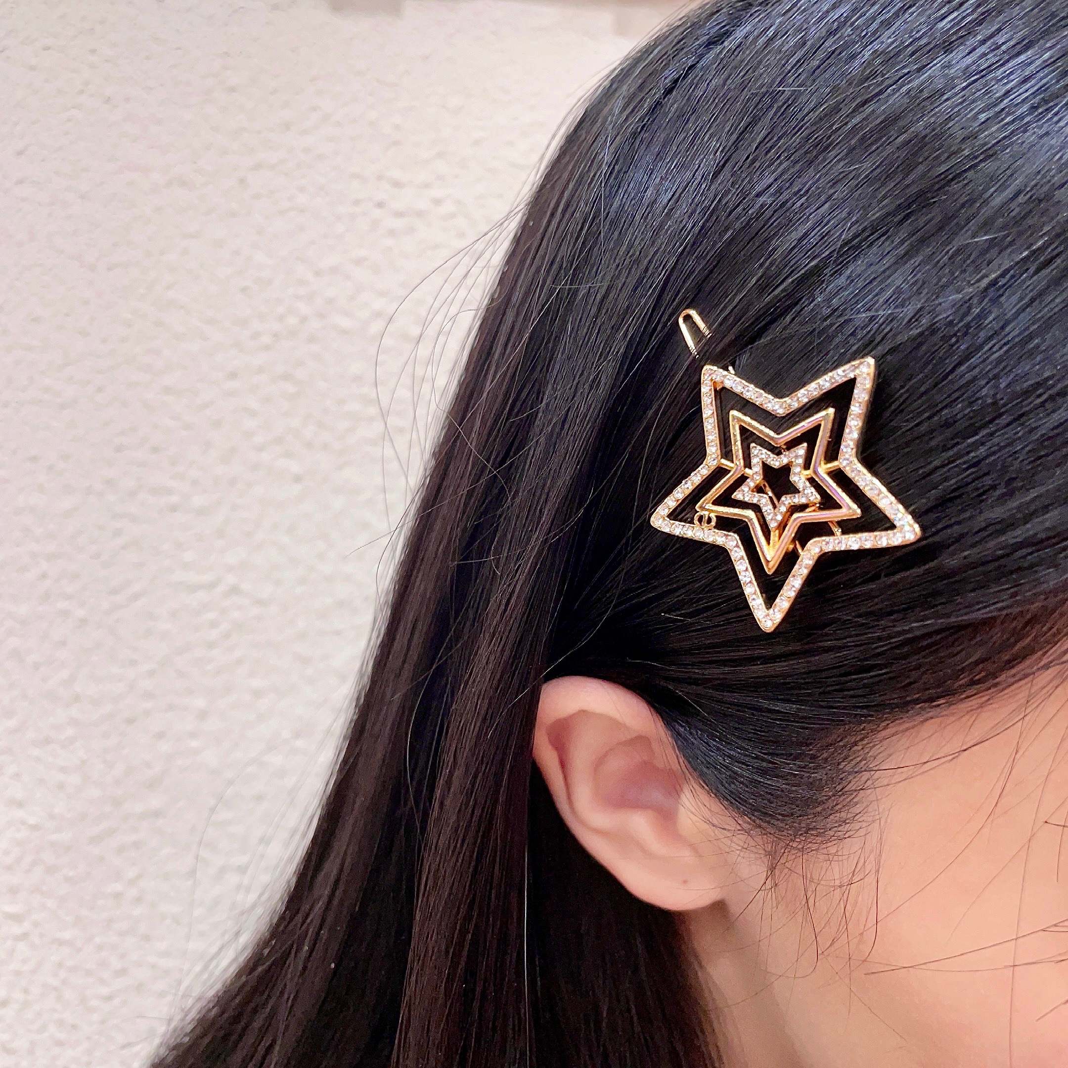 Dior Gold Star Hair Clip with Rhinestones